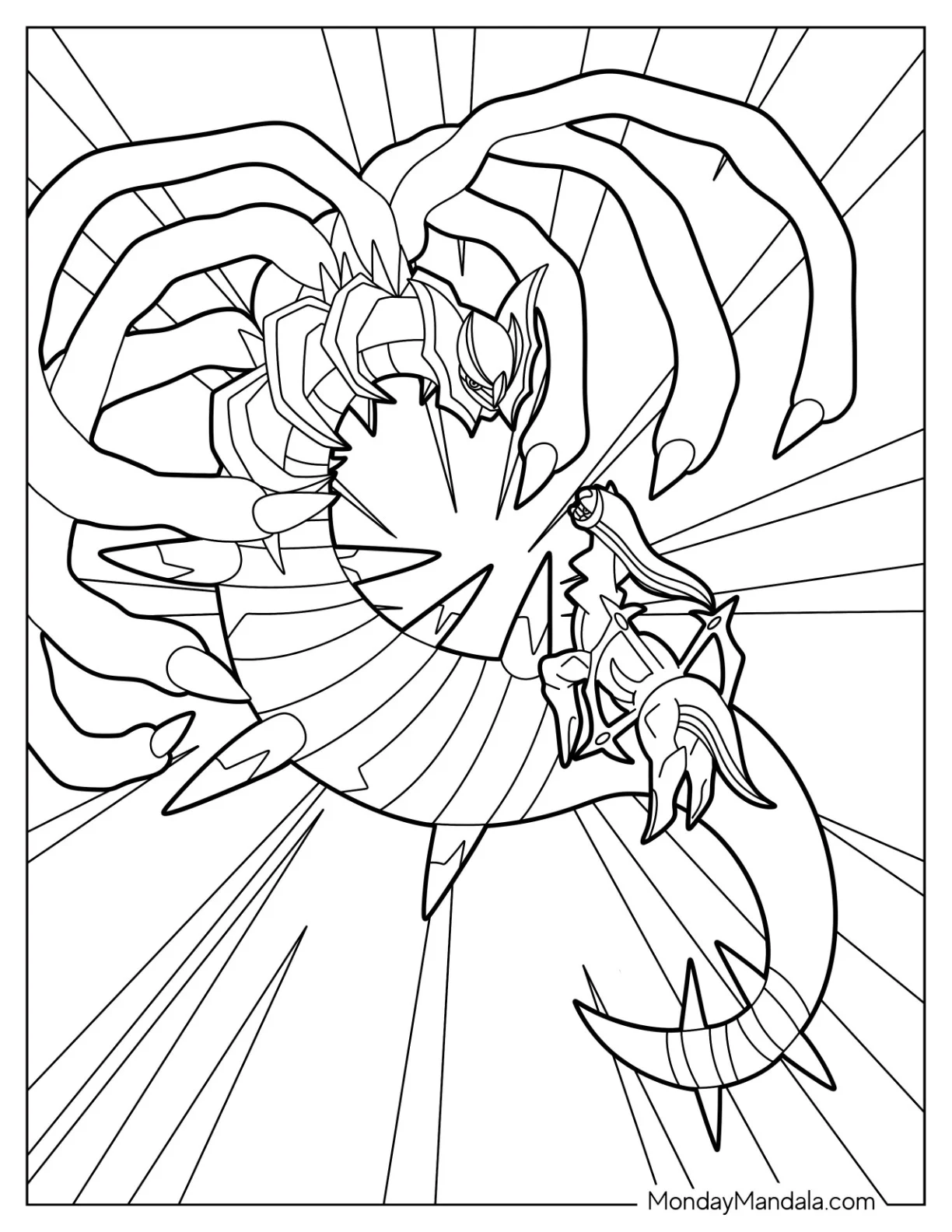 Giratina Fighting Arceus Coloring Page coloring page