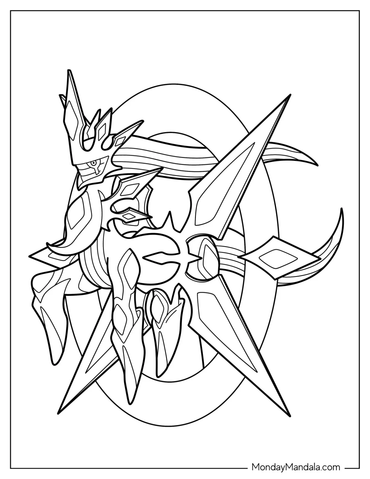 Mega Primal Arceus Coloring Page Outline for Kids coloring page