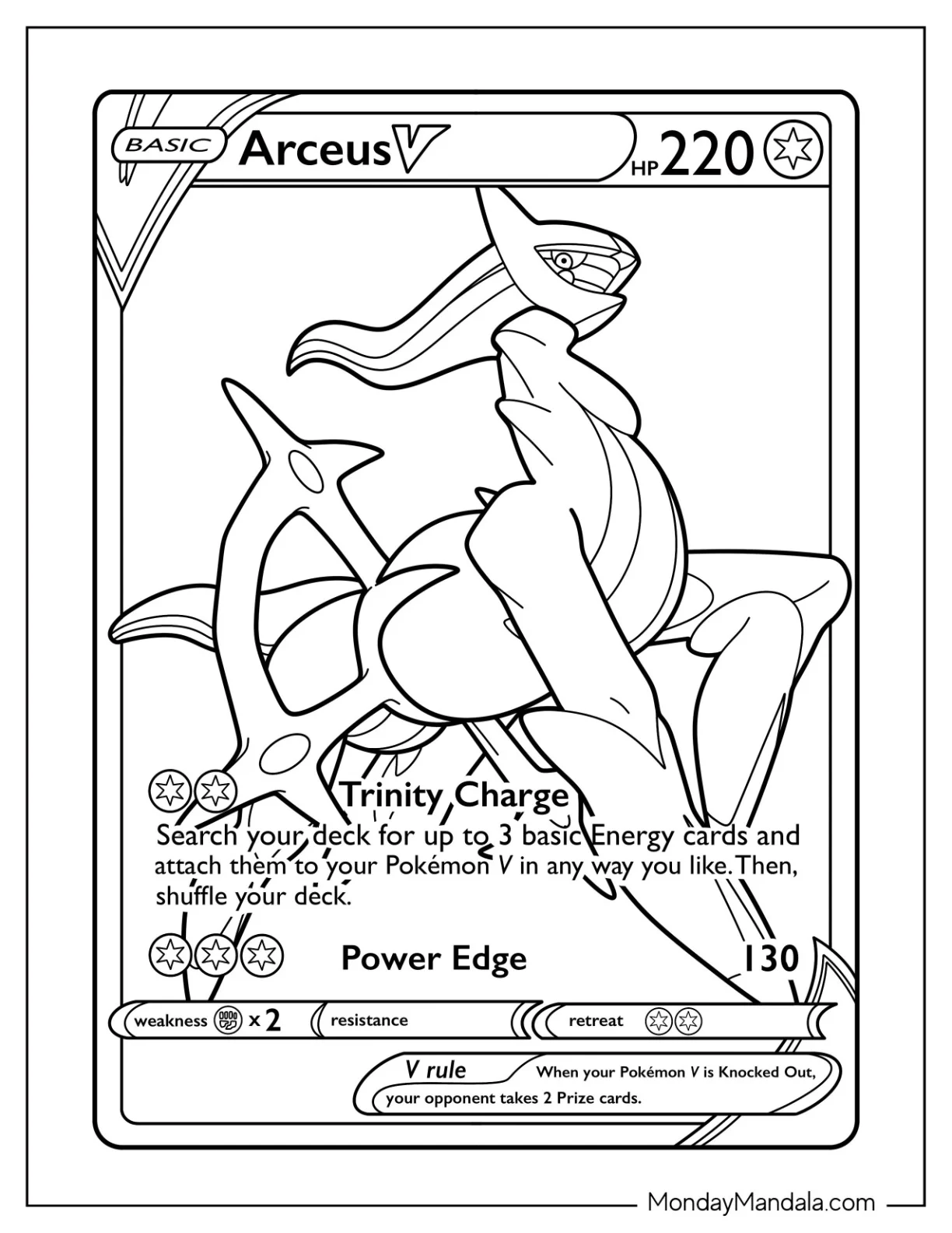 Simple Arceus Coloring Page Pokemon Card coloring page