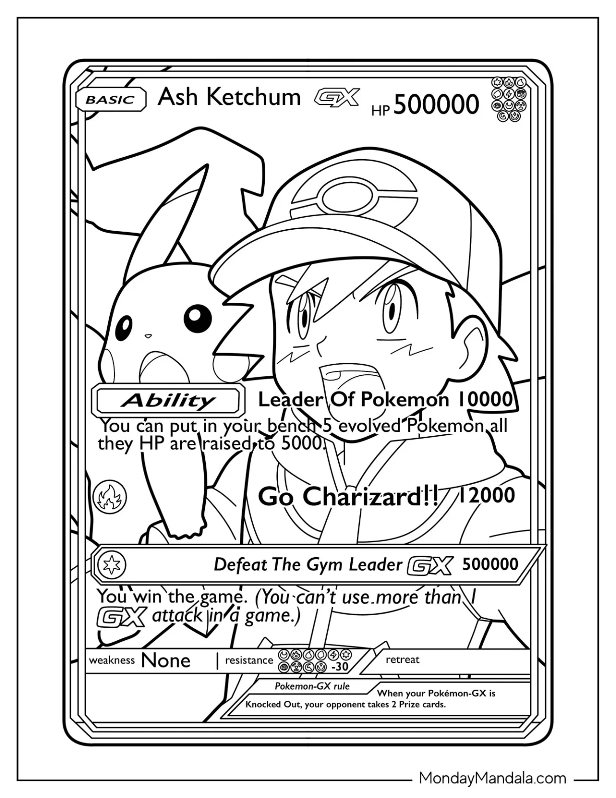 Ash Ketchum Coloring Page Pokemon Card coloring page