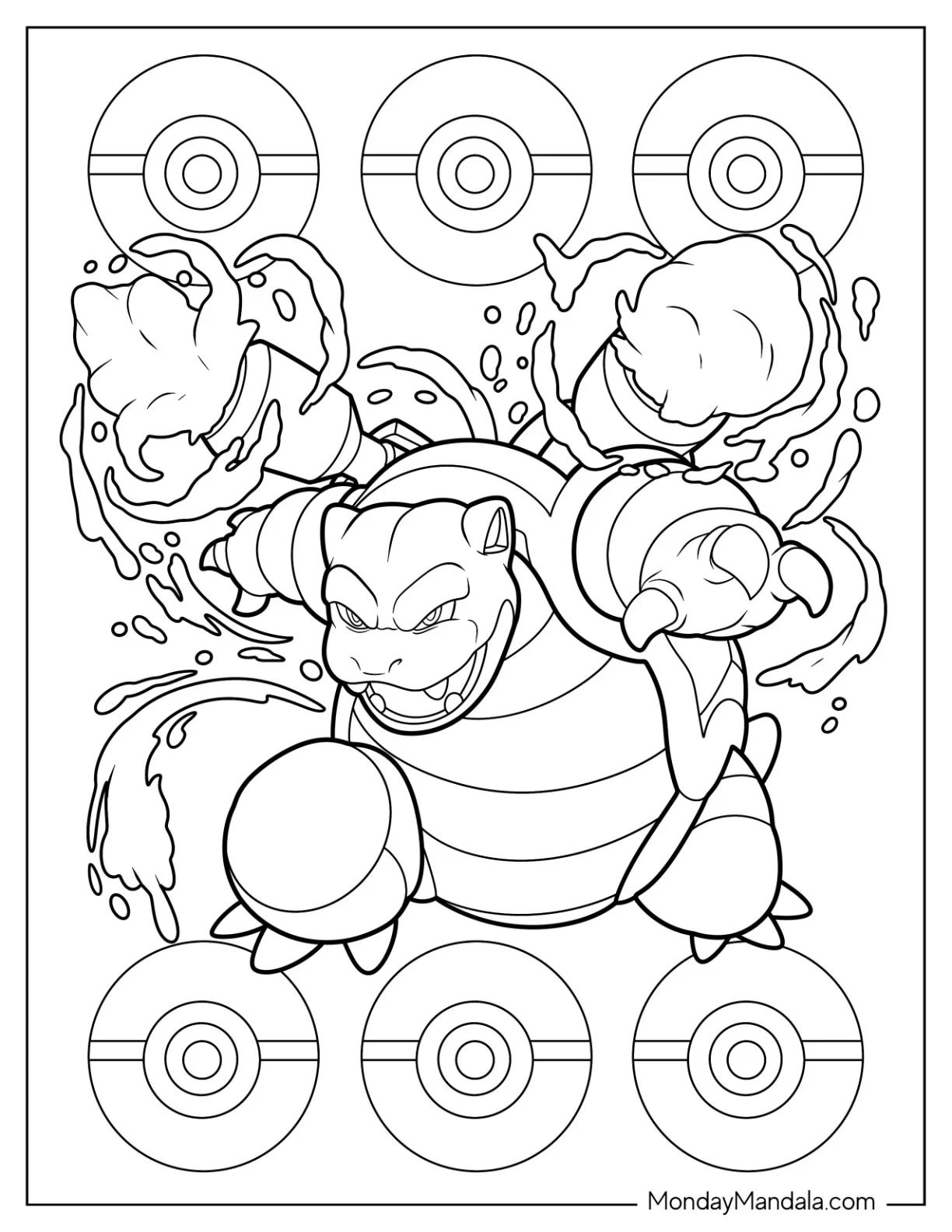 Angry Mega Blastoise Coloring Page coloring page — printable line art