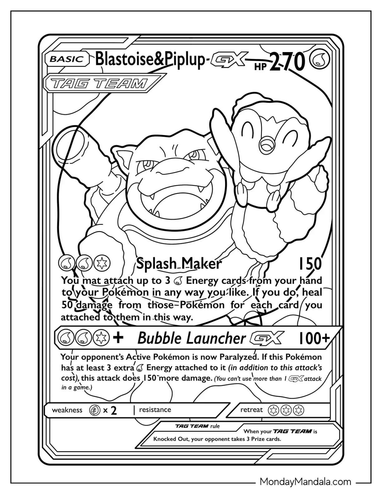 Blastoise Coloring Page And Piplub Slash Maker Pokemon Card coloring page
