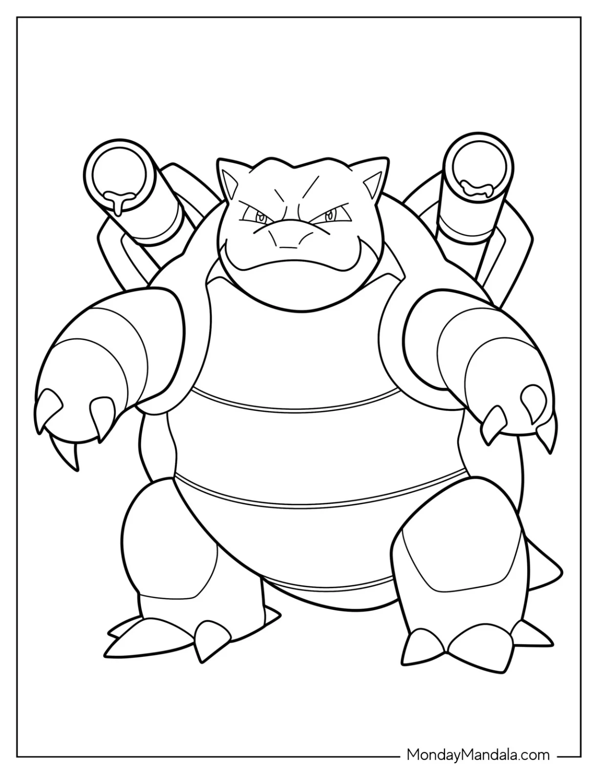 Easy Mega Blastoise Coloring Page For Kids coloring page