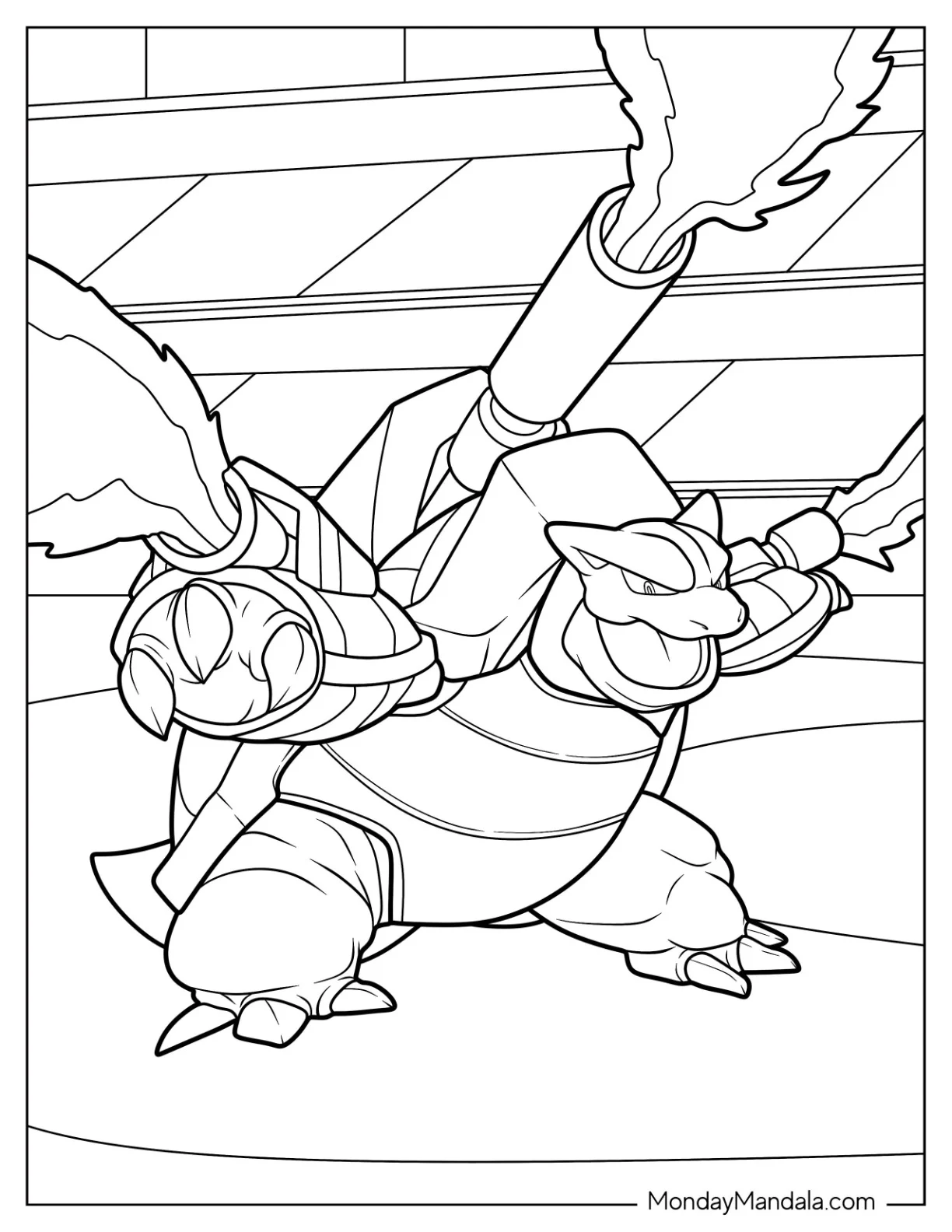 Mega Blastoise Coloring Page Blasting Water coloring page