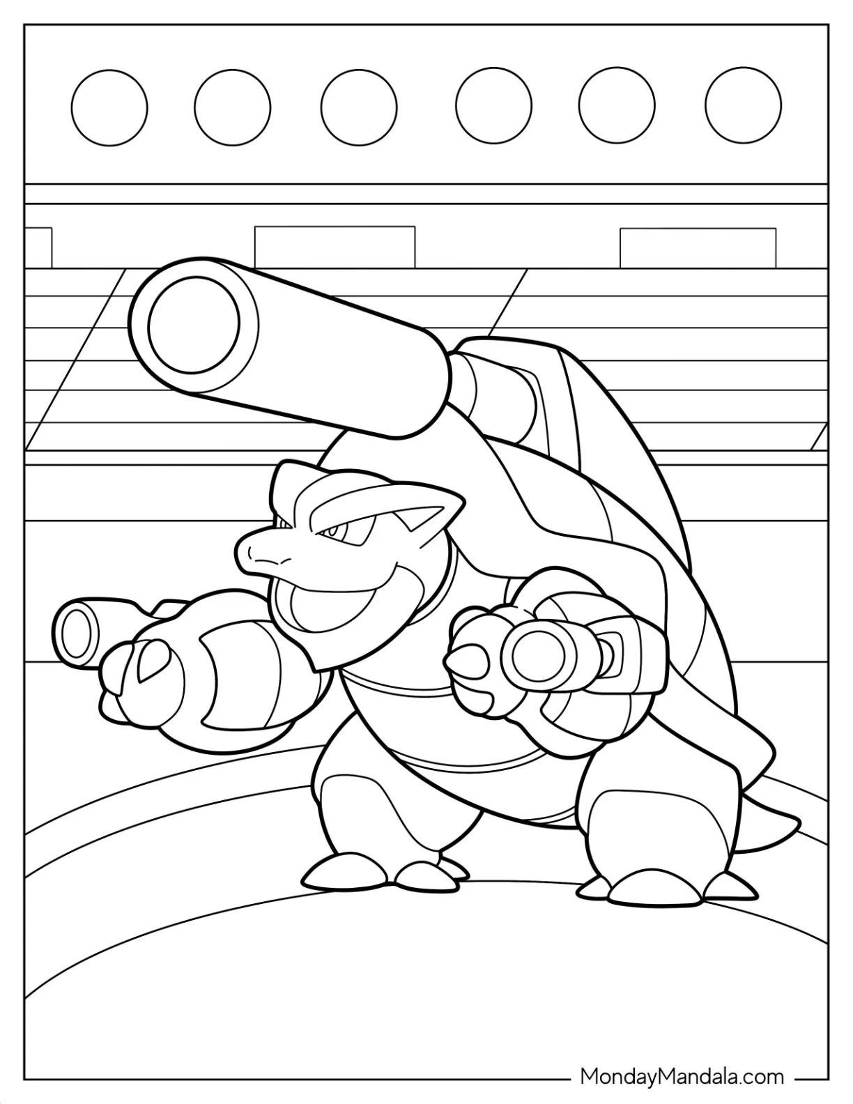 Mega Y Blastoise Coloring Page In Battle Arena coloring page