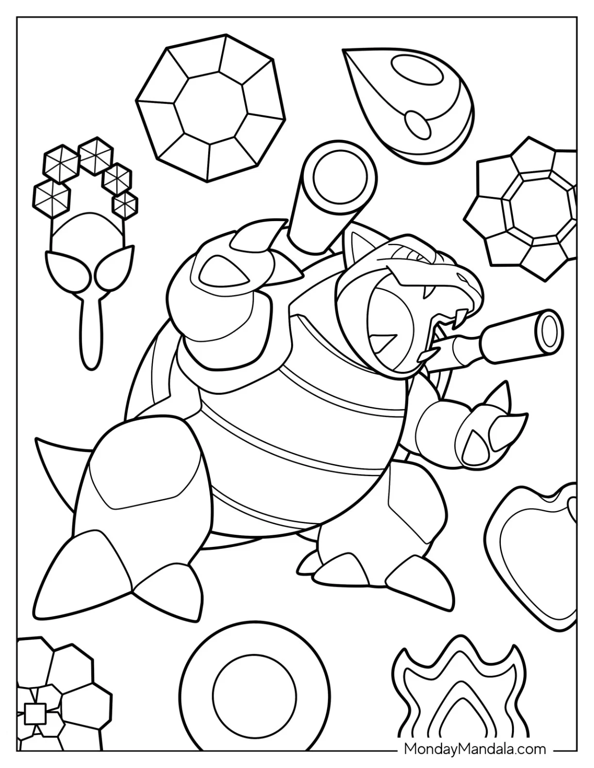 Roaring Mega Blastoise Coloring Page coloring page — printable line art