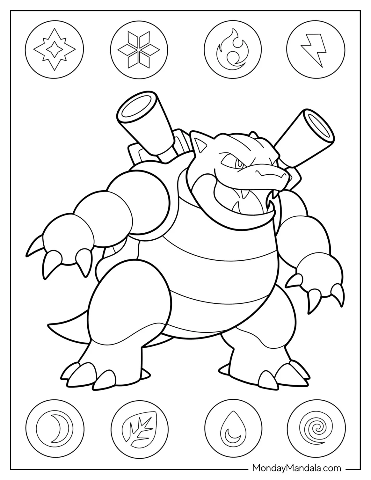 Simple Blastoise Coloring Page coloring page