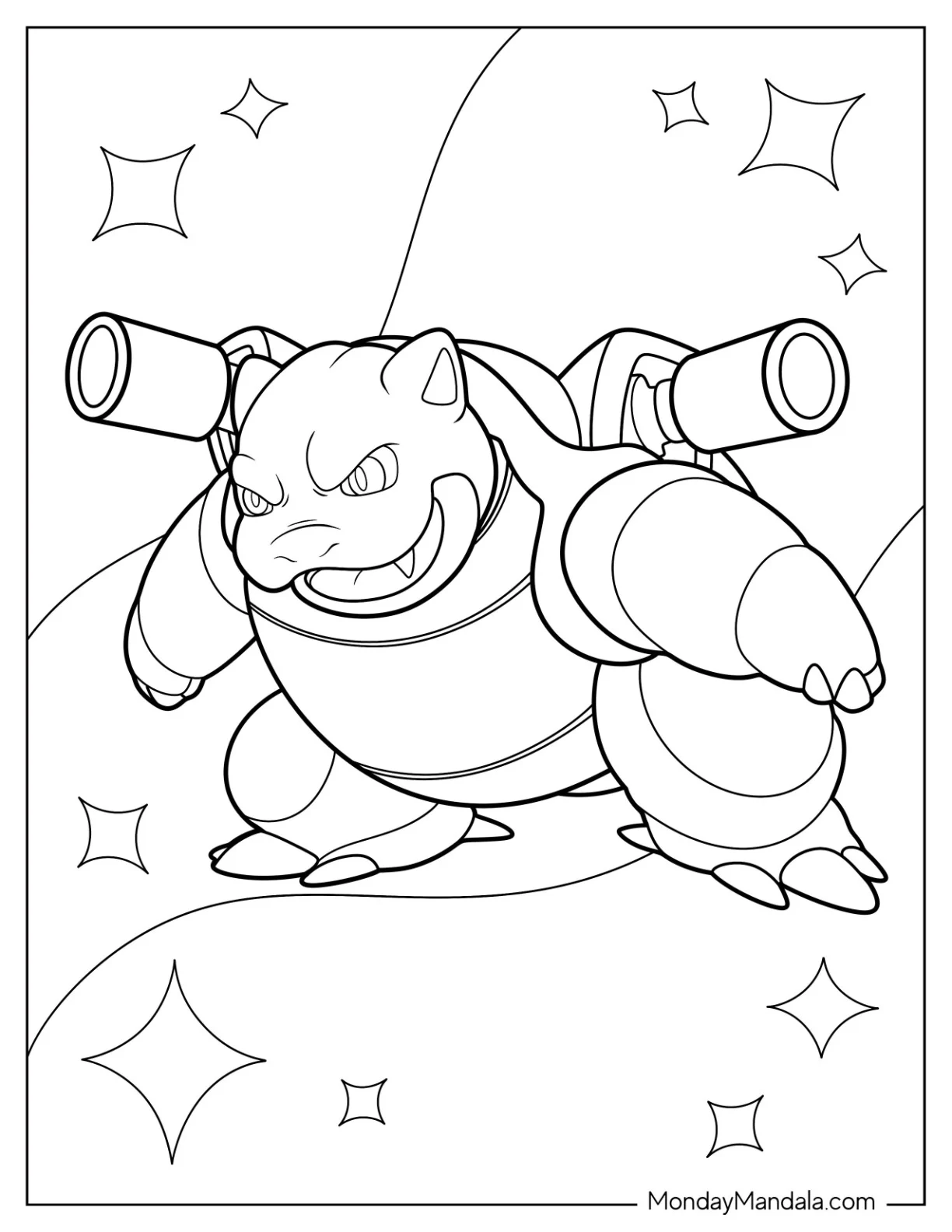 Smiling Mega Blastoise Coloring Page coloring page
