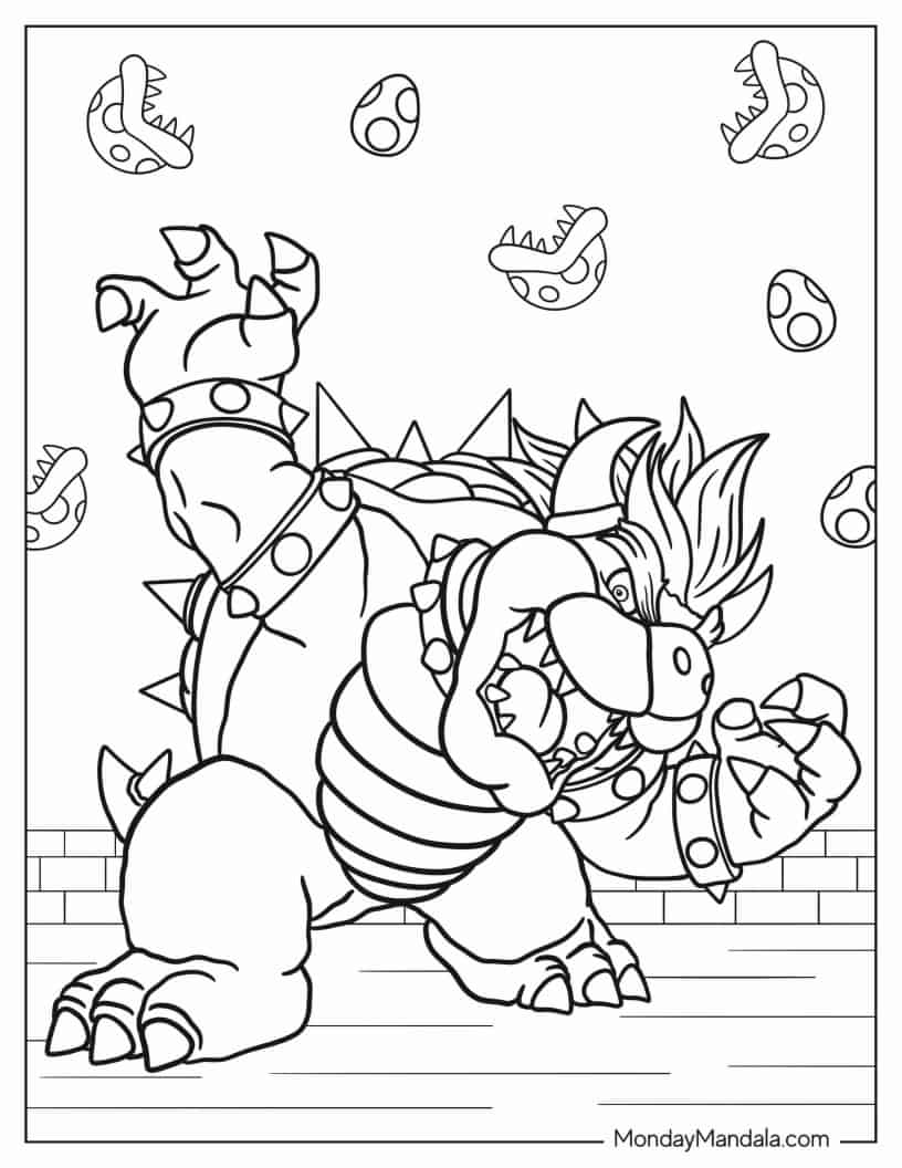 Angry Looking Bowser To Color coloring page
