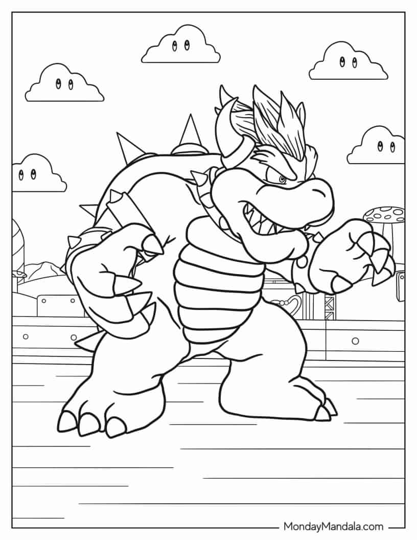 Bowser Coloring Sheet For Kids coloring page