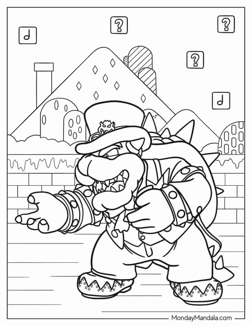 Bowser Dressed In Wedding Suit coloring page