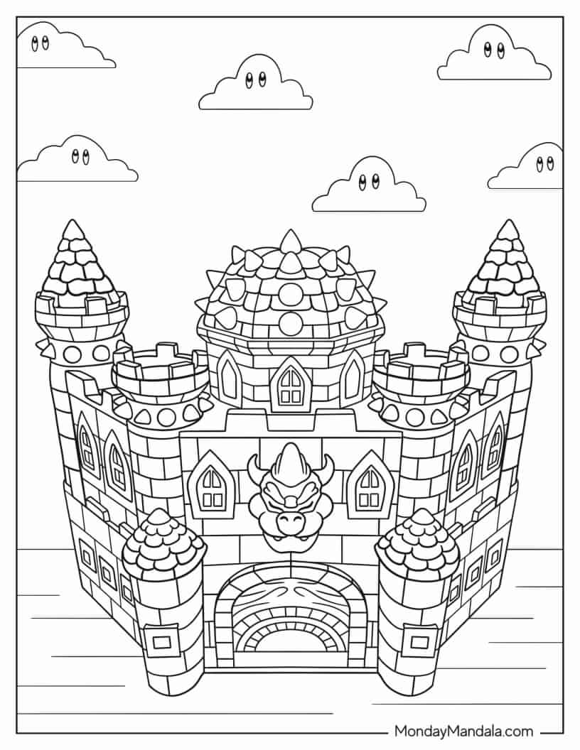 Bowsers Castle To Color coloring page