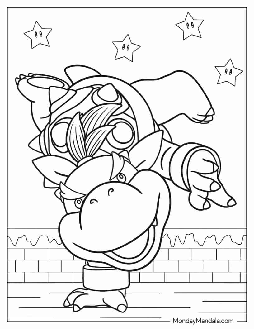Playful Baby Bowser To Color coloring page