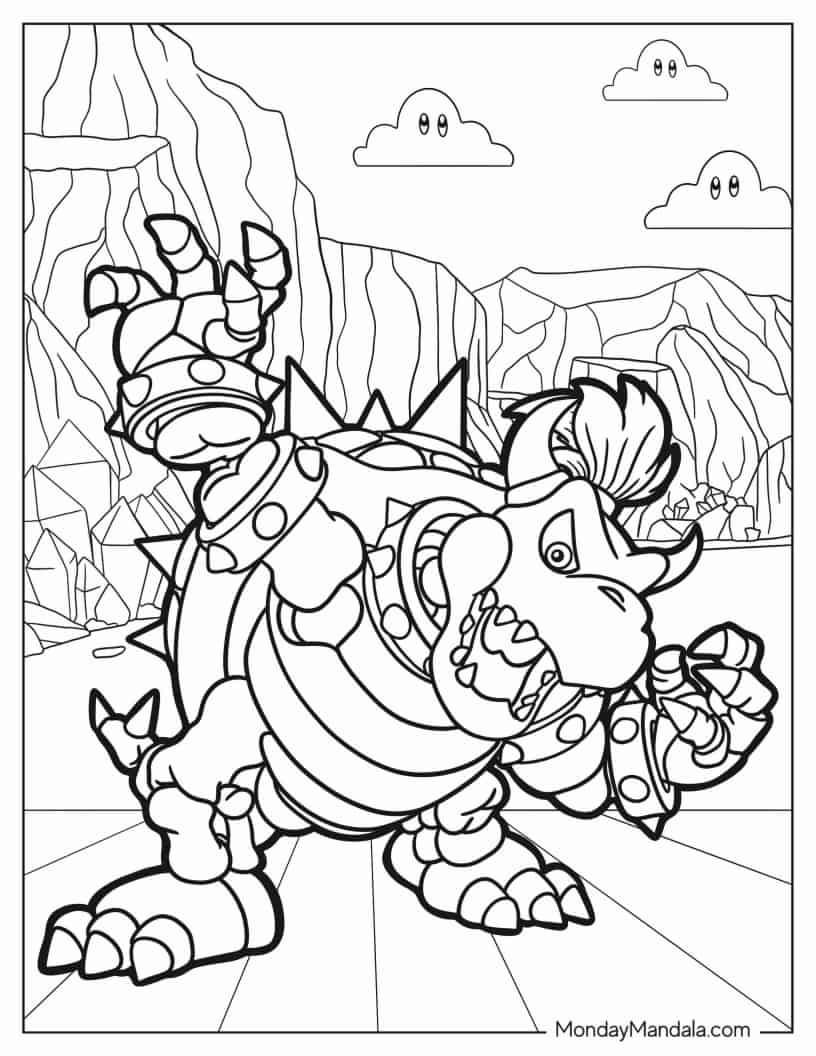 Skeleton Dry Bowser Coloring Page coloring page