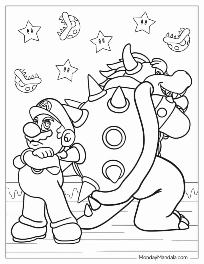 Super Mario And Bowser Coloring Sheet coloring page