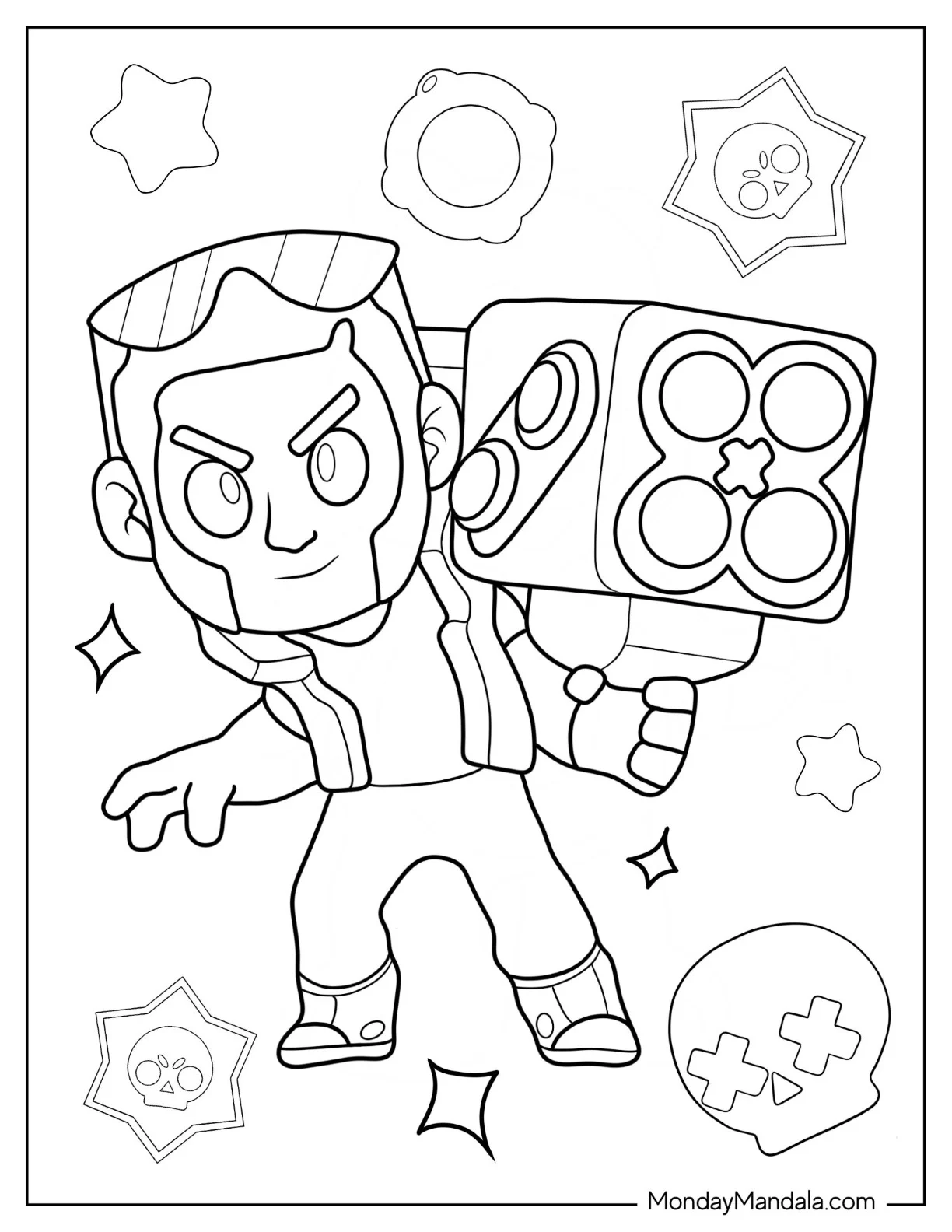 Brawl Stars Coloring Page Of Brock Holding Up Gun coloring page — printable line art