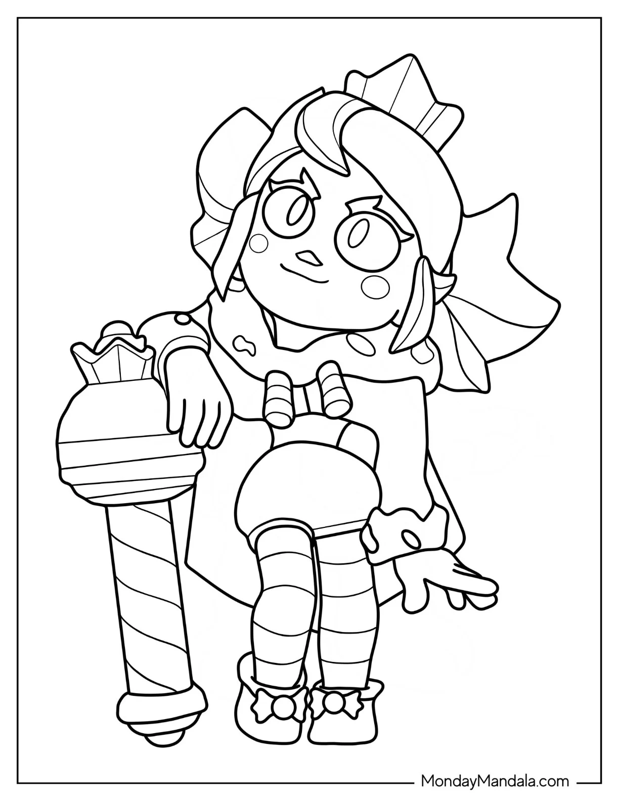 Brawl Stars Coloring Page Of Easy Smiling Mandy For Preschoolers coloring page — printable line art