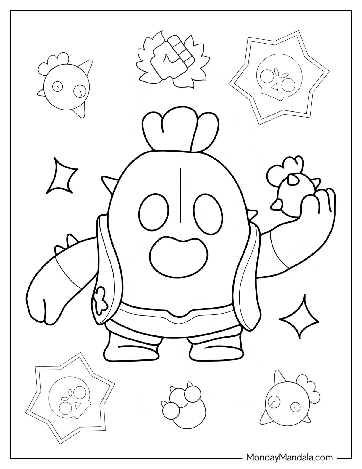 Brawl Stars Coloring Page Of Kawaii Spike coloring page