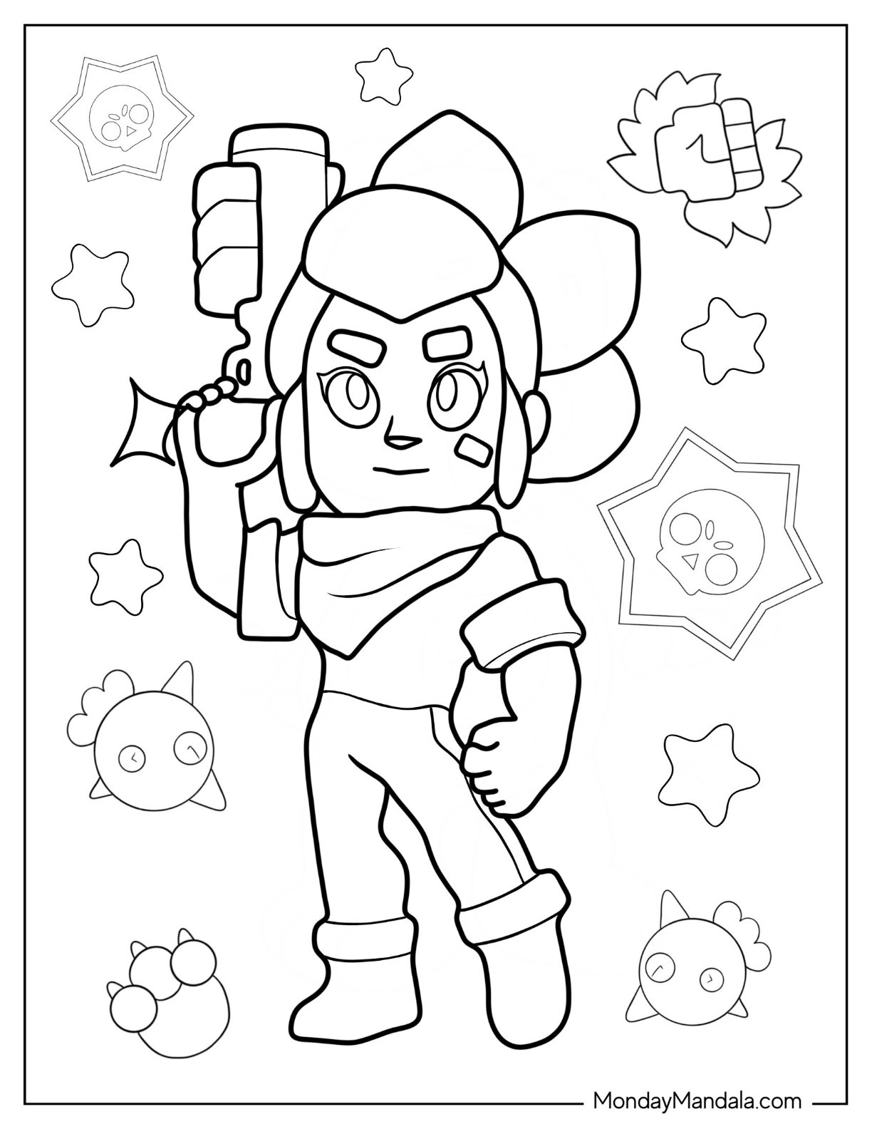 Brawl Stars Coloring Page Of Shelly In Iconic Pose coloring page — printable line art