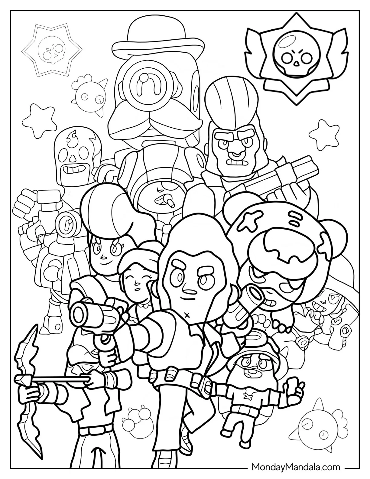Full Page Brawl Stars Coloring Page Poster coloring page — printable line art