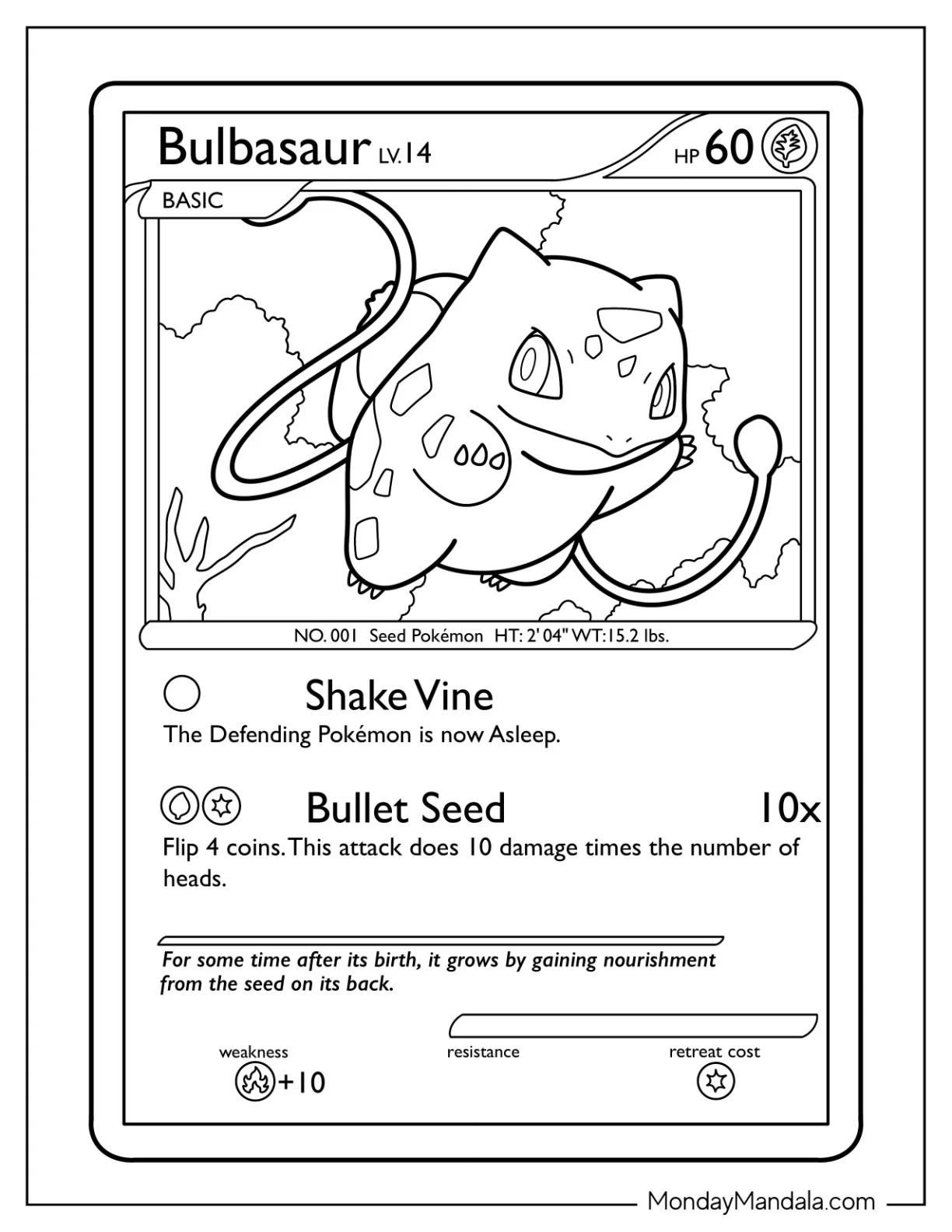Bulbasaur Coloring Page Pokemon Card coloring page