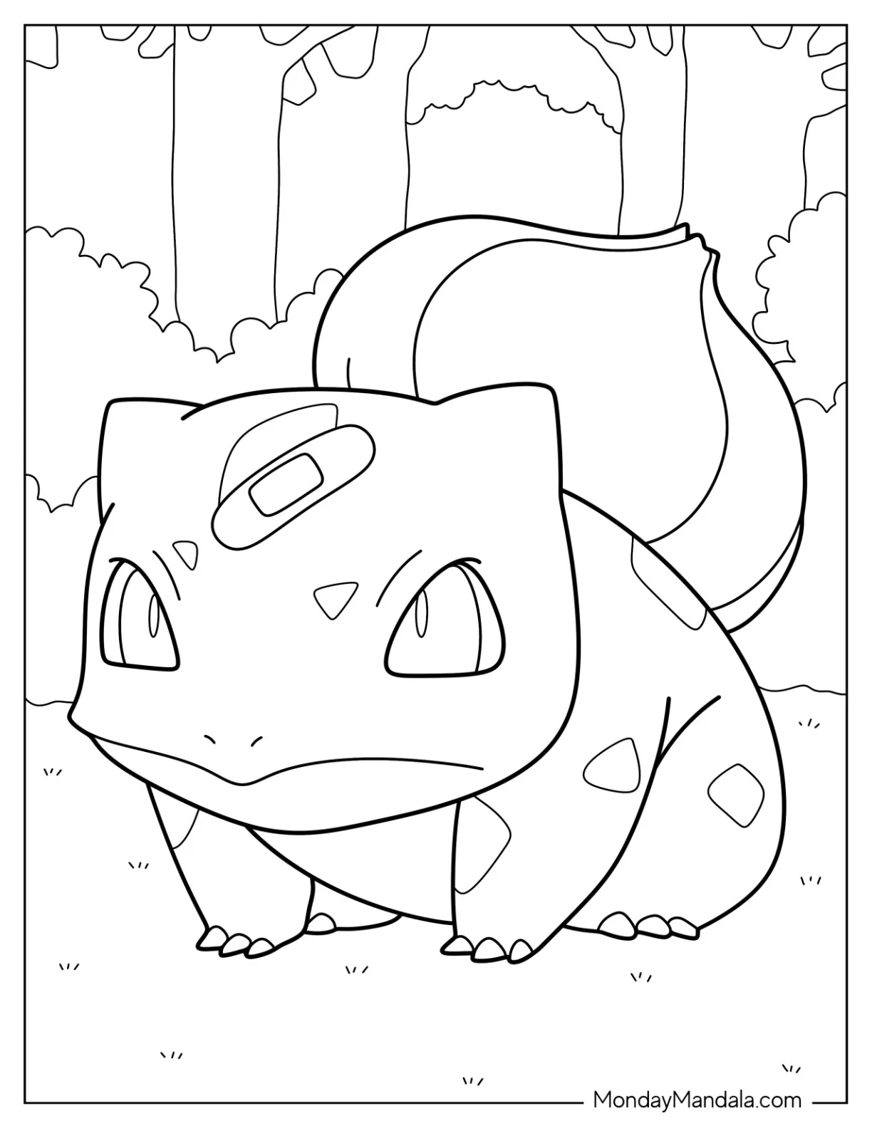 Bulbasaur Cploring Page With Band Aid For Kids coloring page