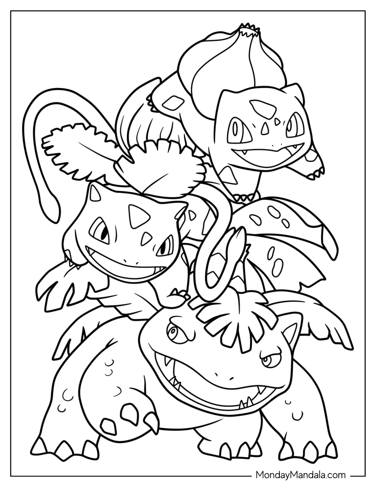 Evolution Bulbasaur Coloring Page coloring page — printable line art