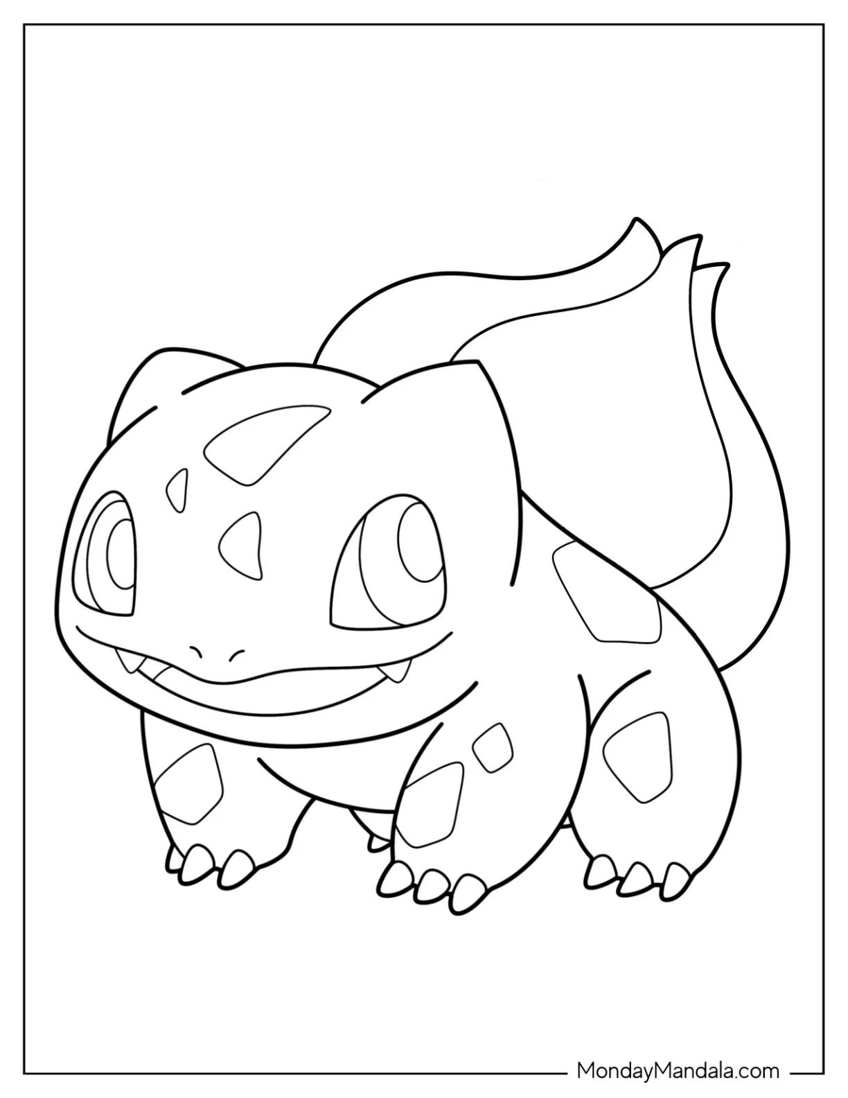 Kawaii Bulbasaur Coloring Page For Preschoolers coloring page