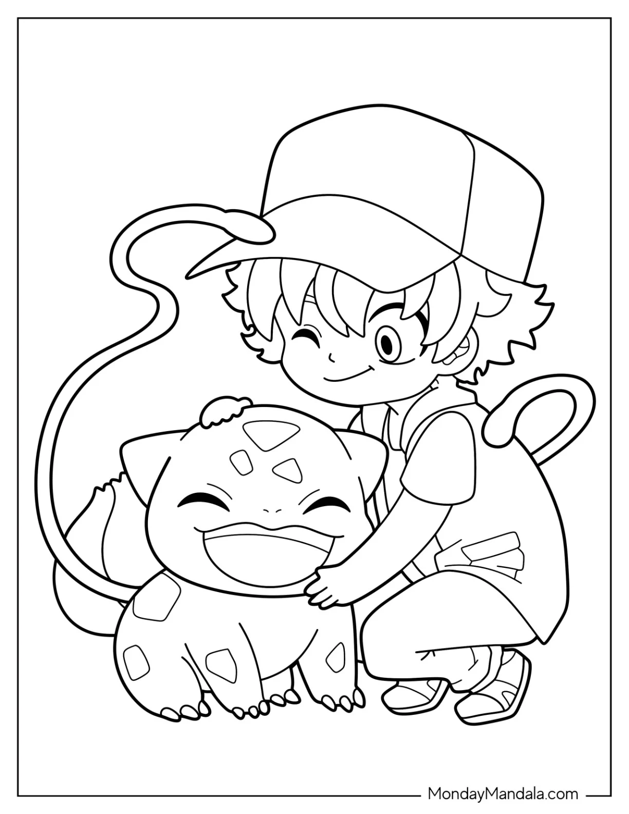 Young Boy With Bulbasau Coloring Pager coloring page
