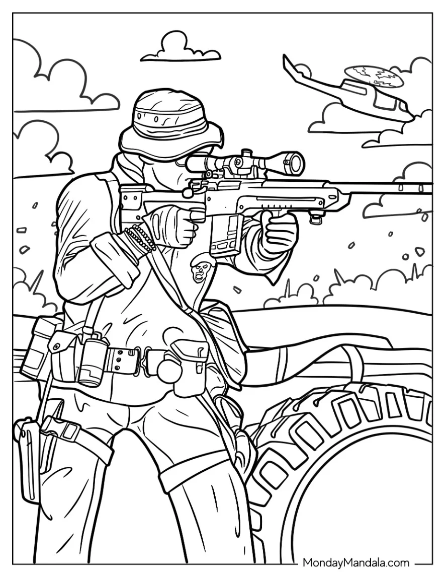 Call Of Duty Coloring Page Of Black Ops Sniper coloring page