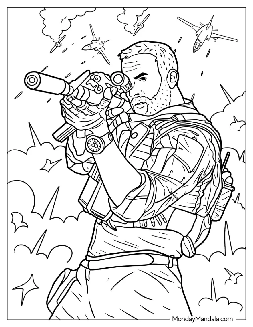 Call Of Duty Coloring Page Of Captain Price Render Modern Warfare coloring page