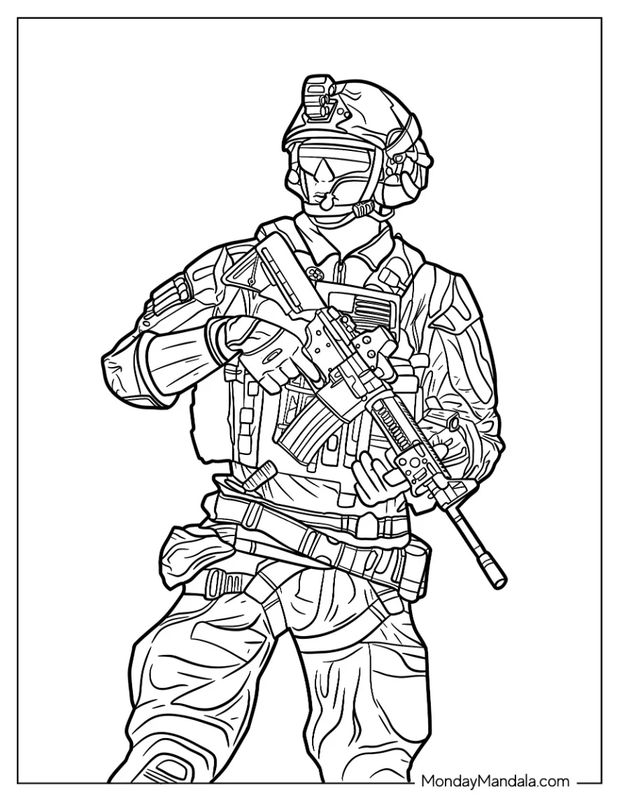 Call Of Duty Coloring Page Of SOF Operator coloring page