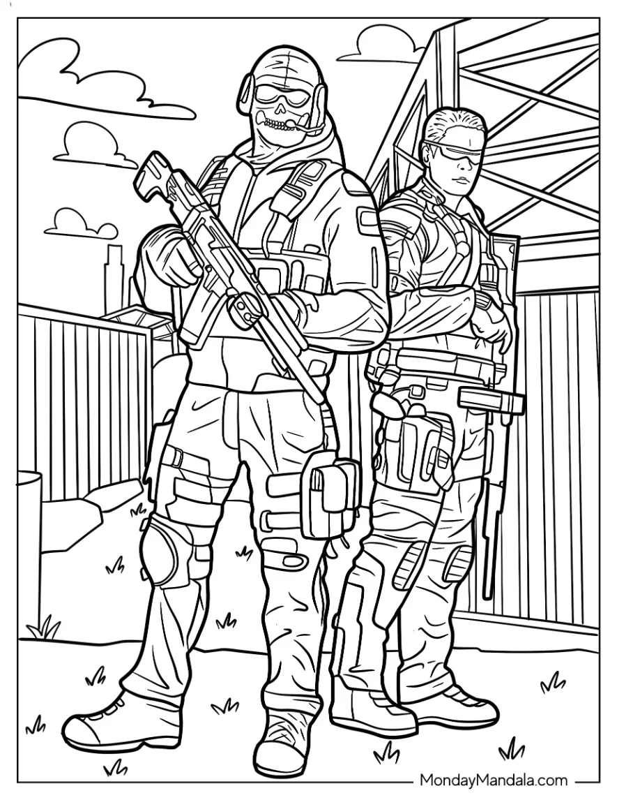 Squad Call Of Duty Coloring Page coloring page