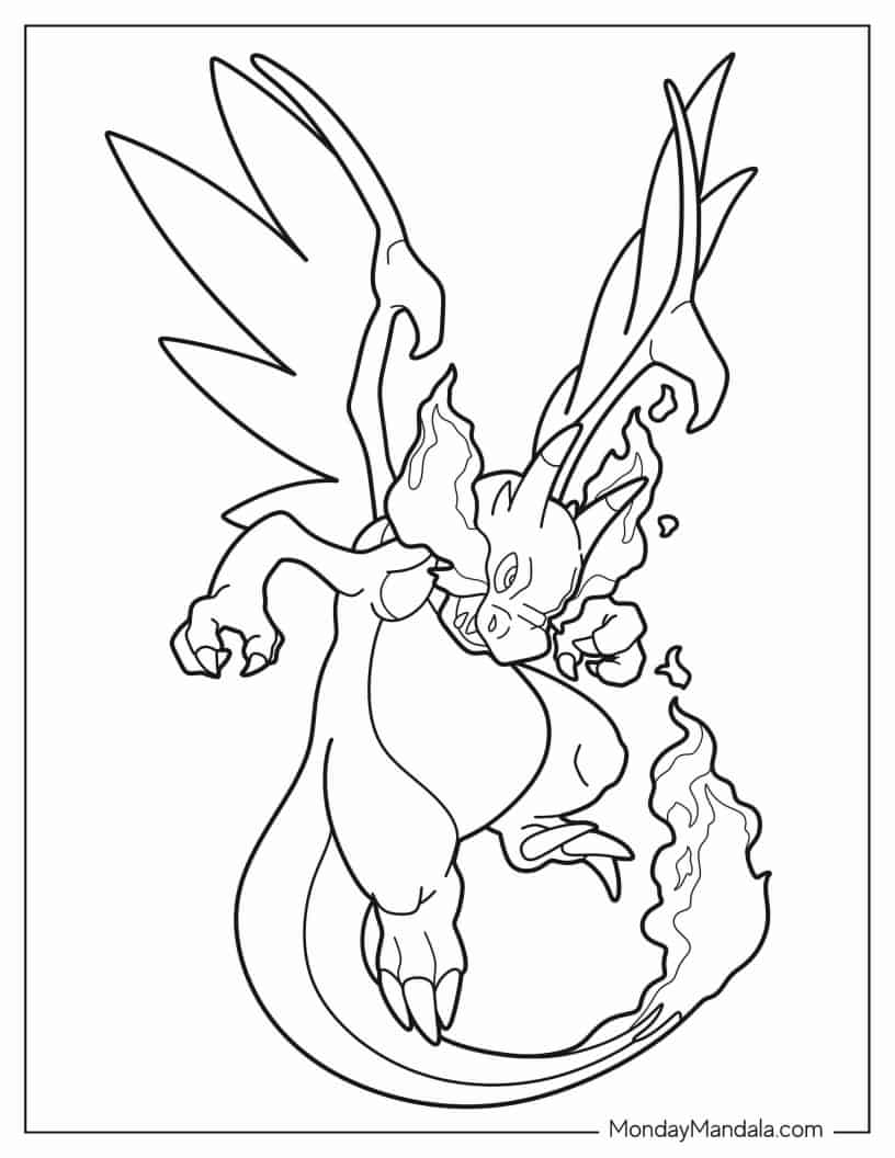 Angry Charizard Coloring In For Preschoolers coloring page