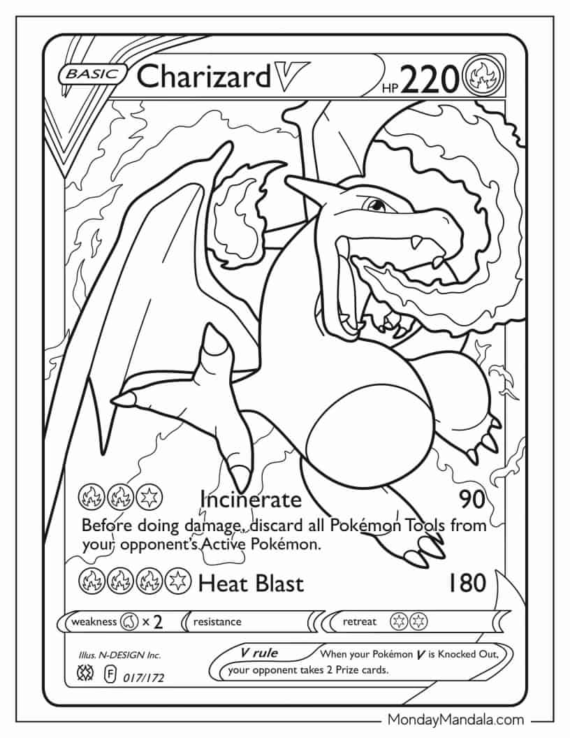 Coloring Page Of Charizard Pokemon Card coloring page