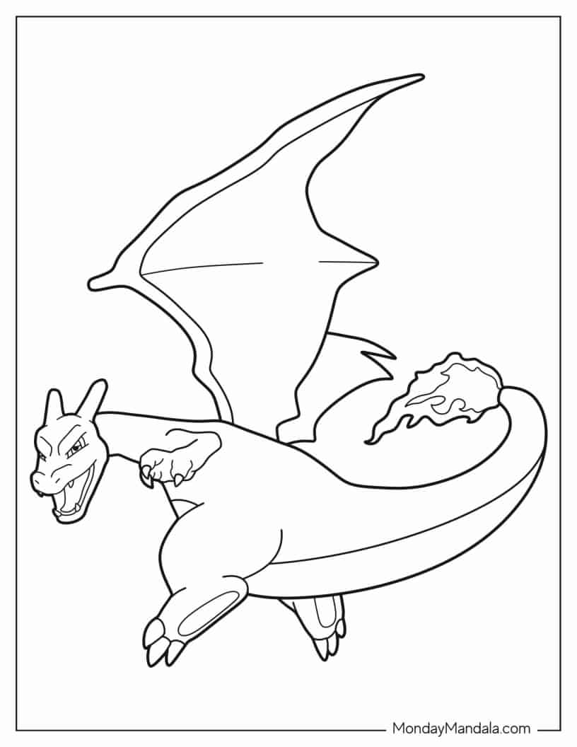 Easy Charizard Outline Coloring In For Kids(1) coloring page