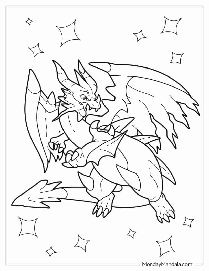 Mega Charizard X Coloring Page coloring page