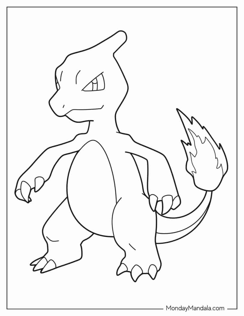 Simple Charmeleon Outline Coloring In For Preschoolers coloring page