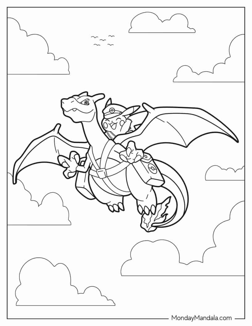 Special Delivery Charizard With Pikachu coloring page