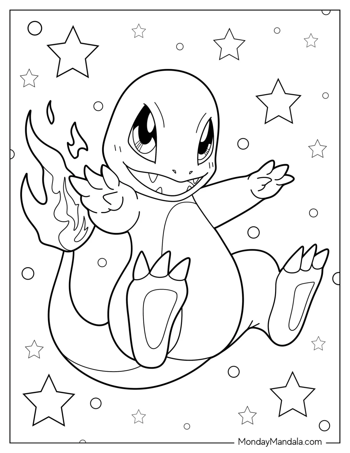 Anime Charmander Coloring Page For Kids coloring page