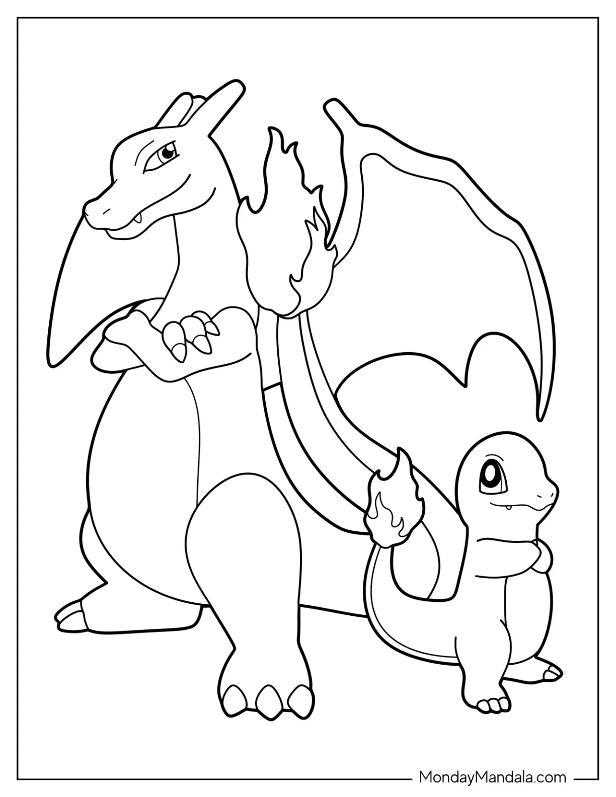 Charizard And Charmander Coloring Page coloring page