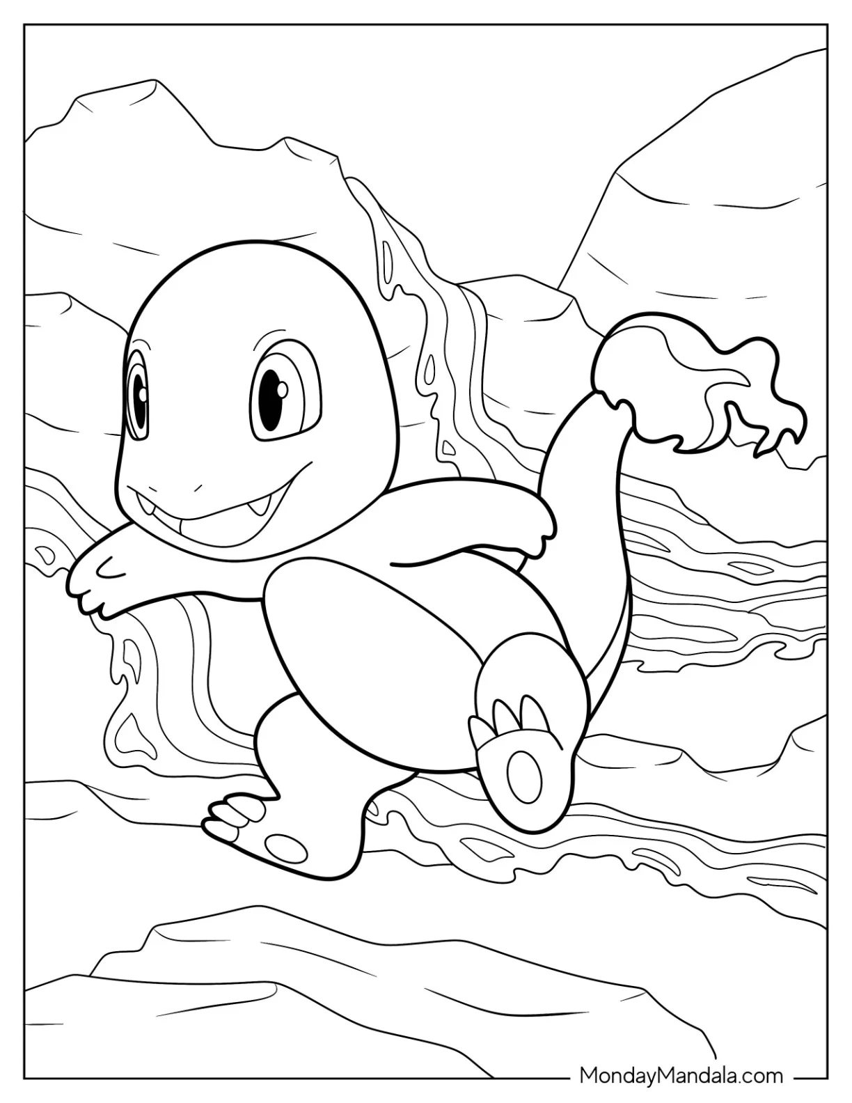 Charmander Coloring Page On Rocks coloring page