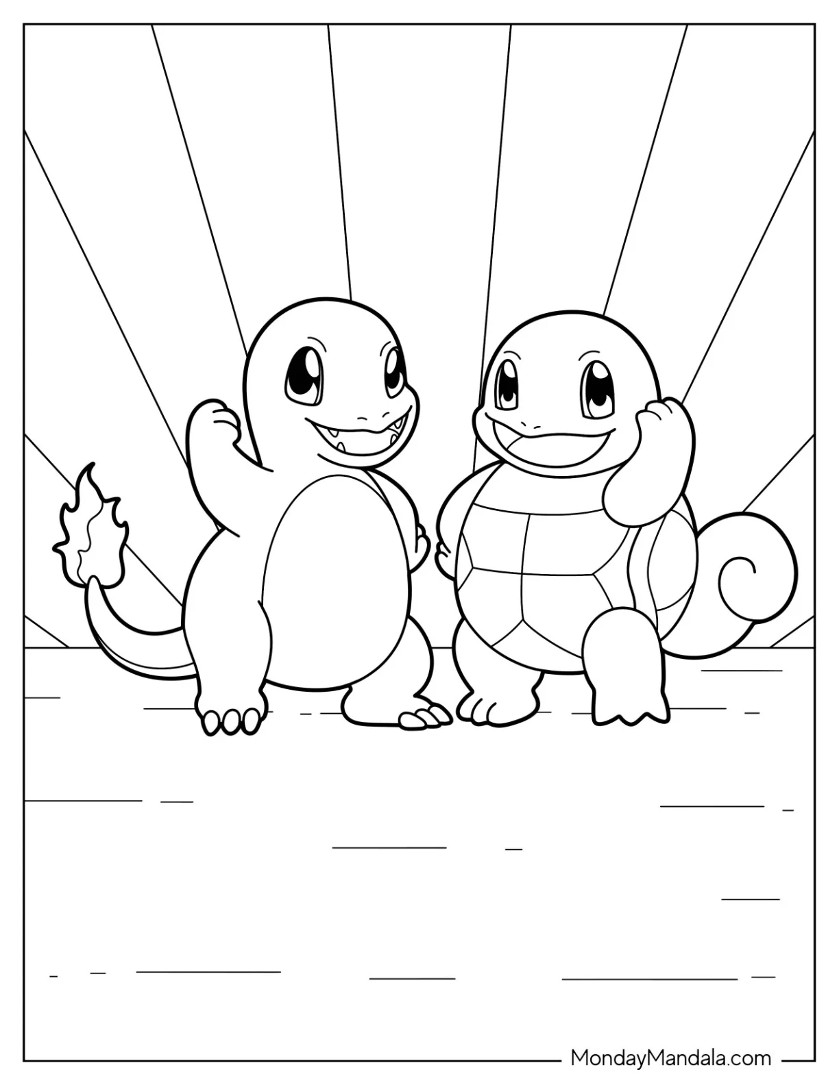 Charmander Coloring Page With Squirtle First Pump coloring page