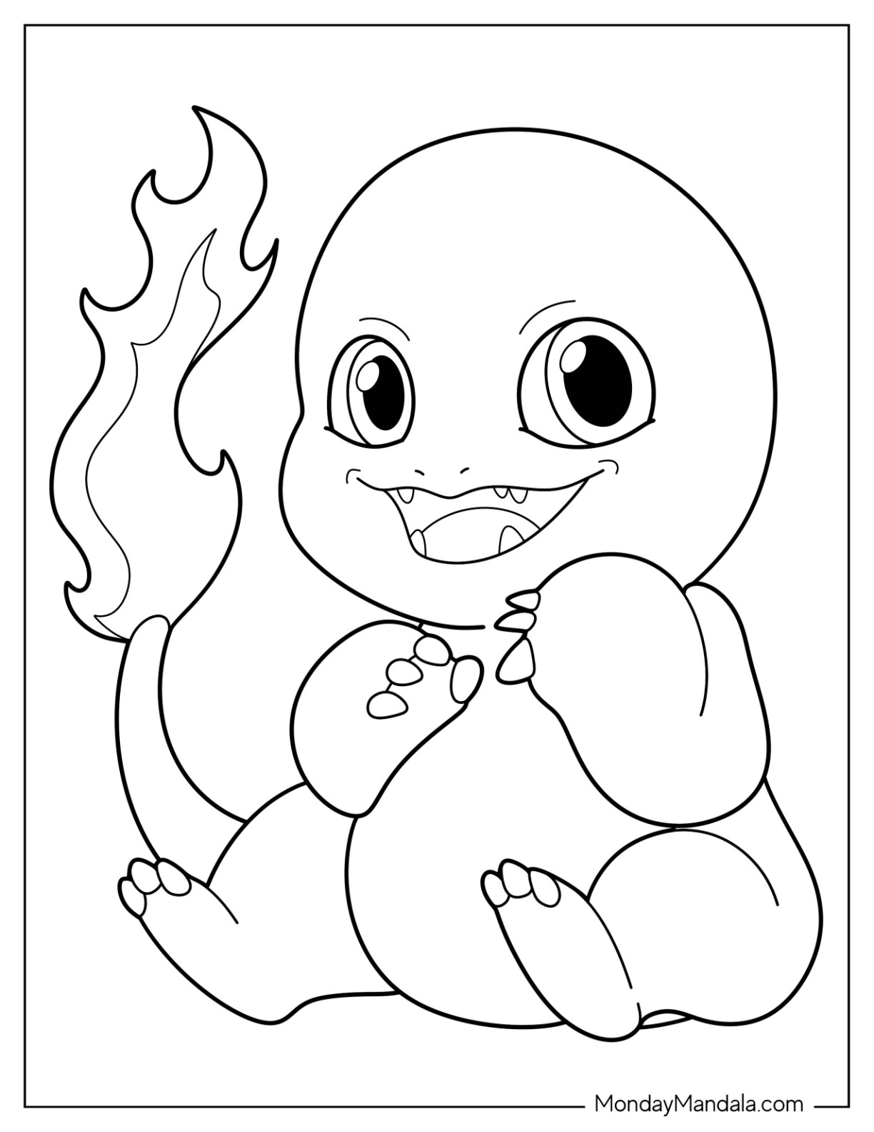 Easy Charmander Coloring Page For Preschoolers coloring page