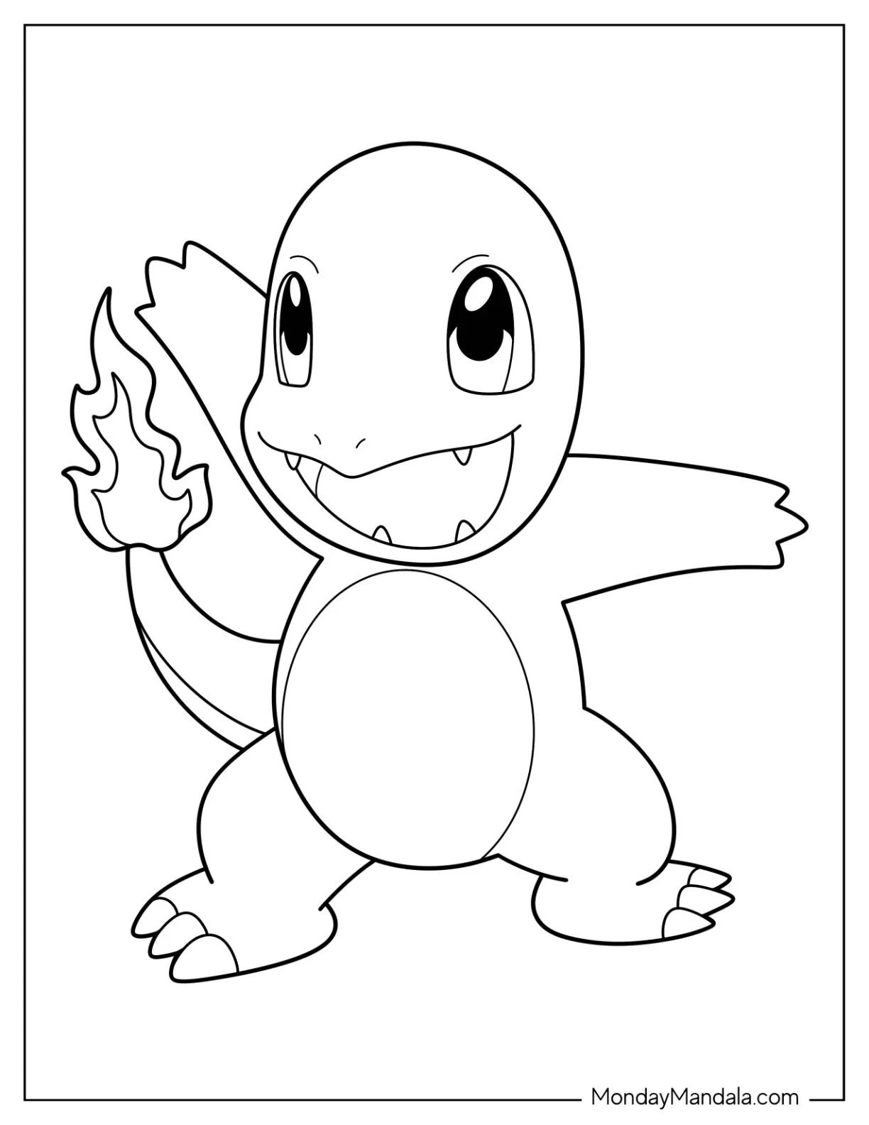 Easy Grinning Charmander Coloring Page coloring page