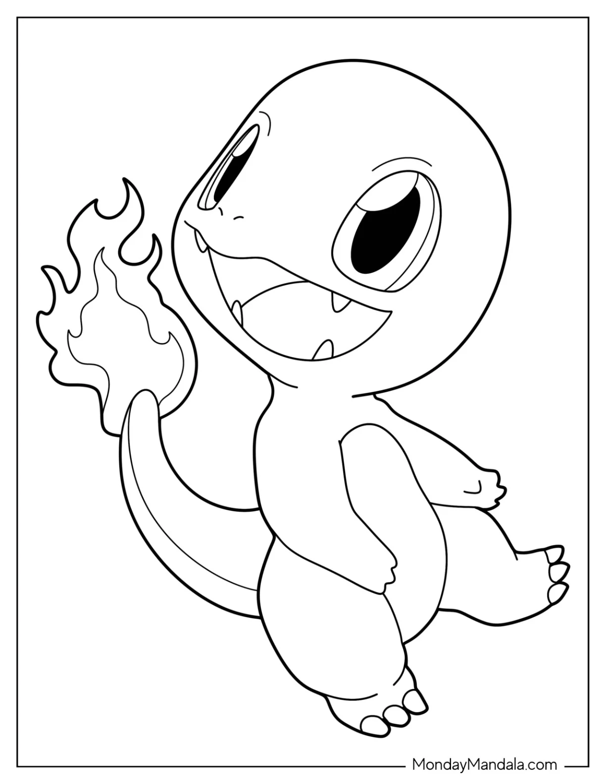 Kawaii Charmander Coloring Page For Preschoolers coloring page