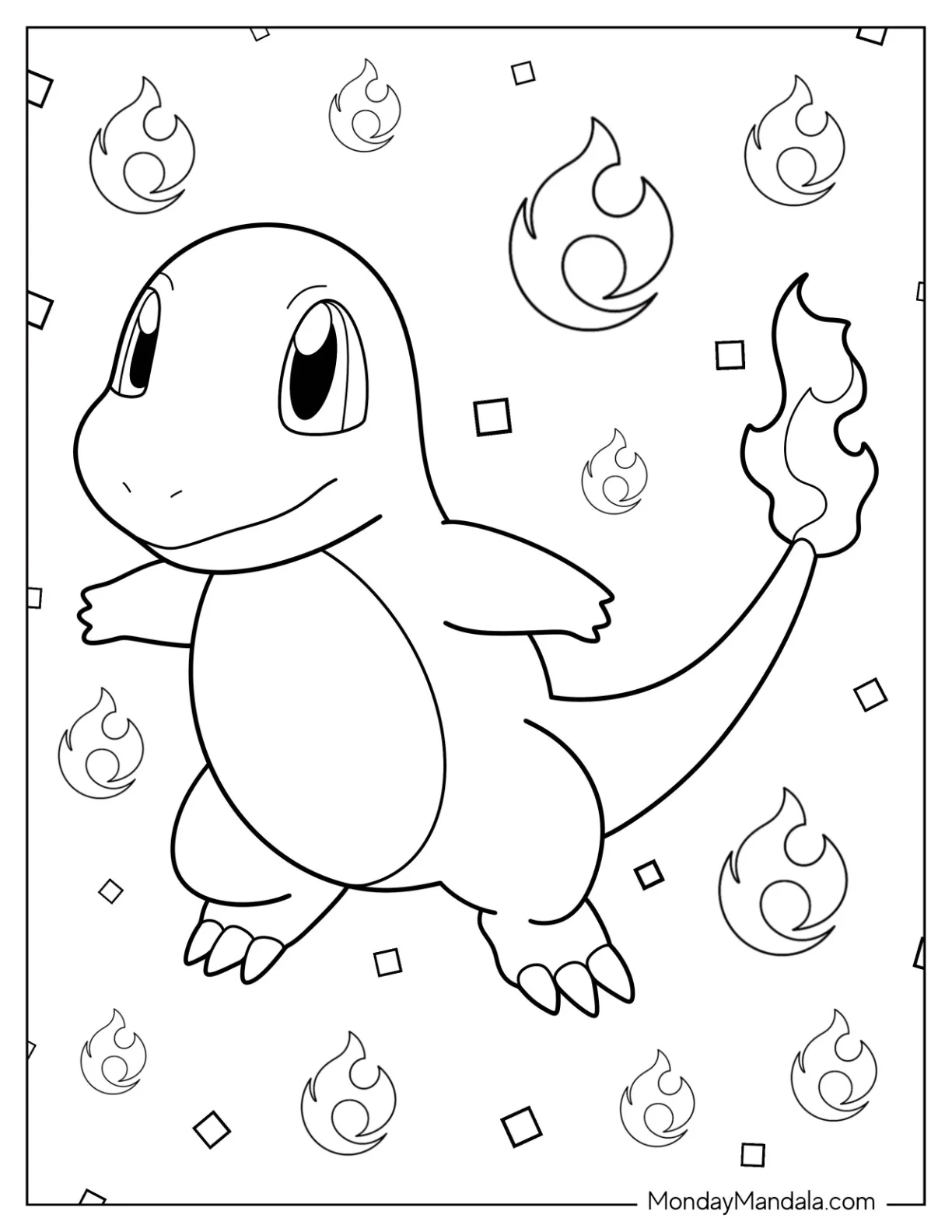 Smiling Charmander Coloring Page coloring page