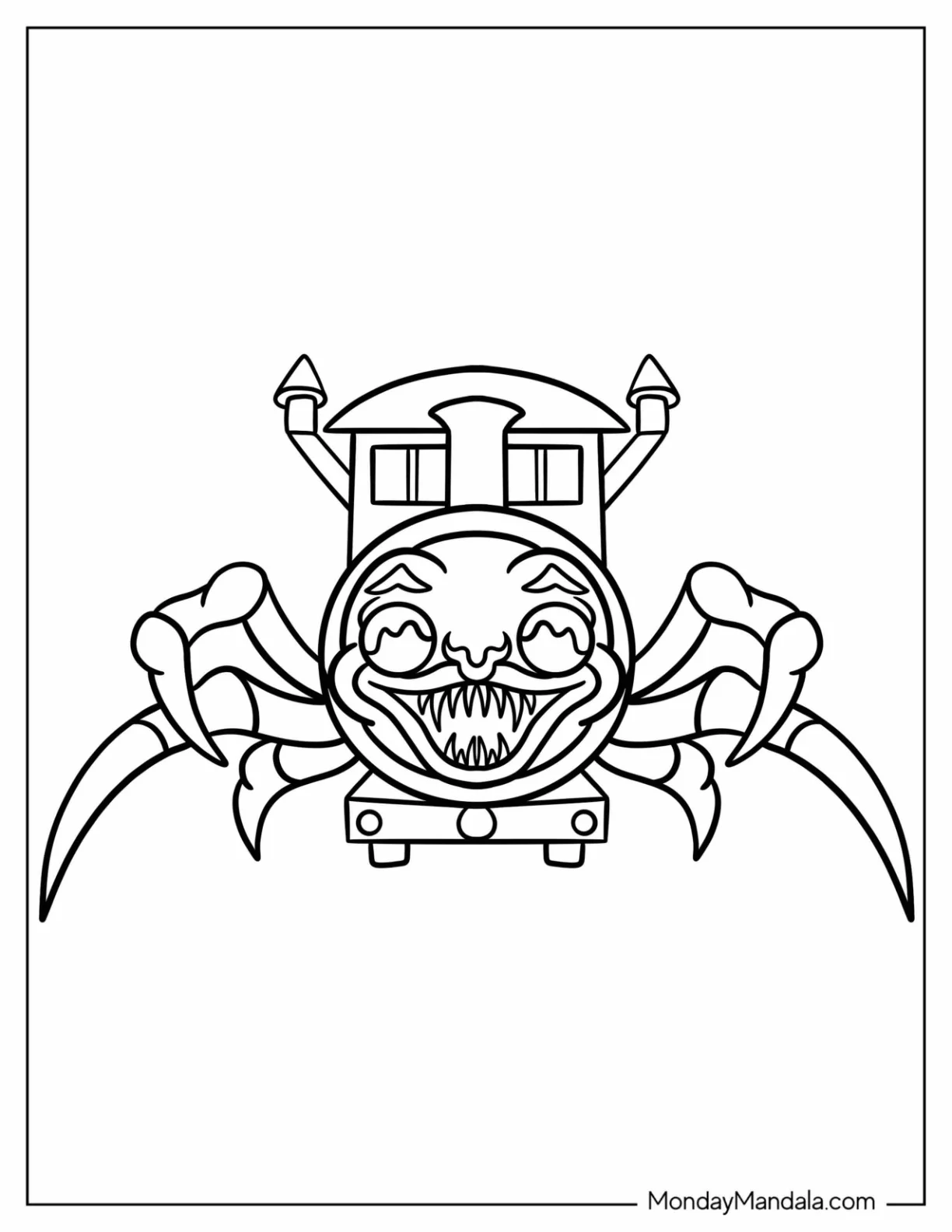 Chibi Choo Choo Charles Coloring Page Outline coloring page — printable line art