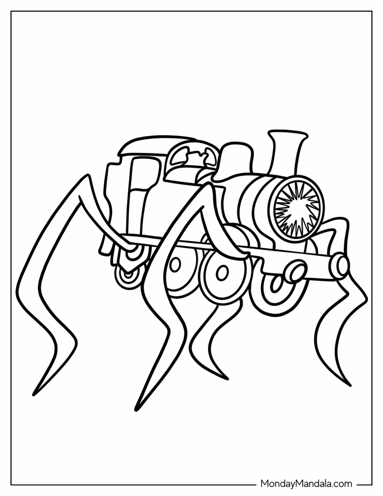 Choo Choo Charles Coloring Page Monster For Kids coloring page — printable line art