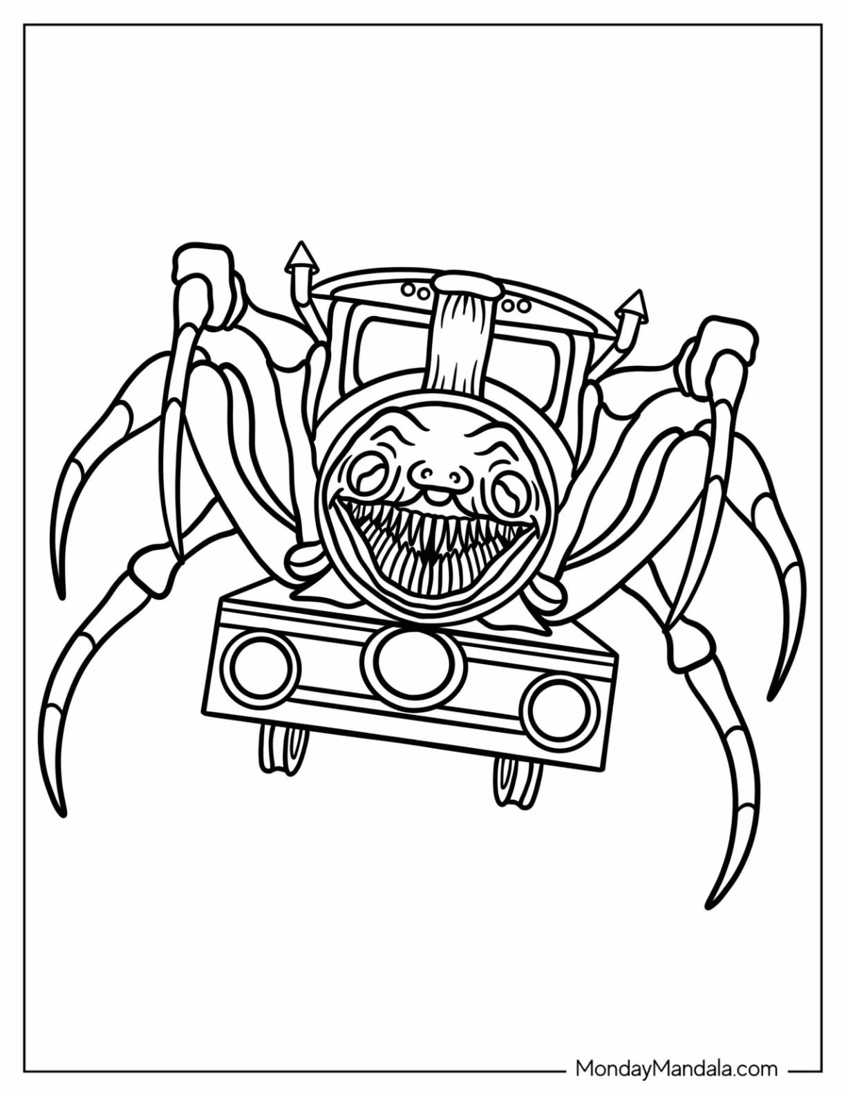 Detailed Scary Choo Choo Charles Coloring Page coloring page